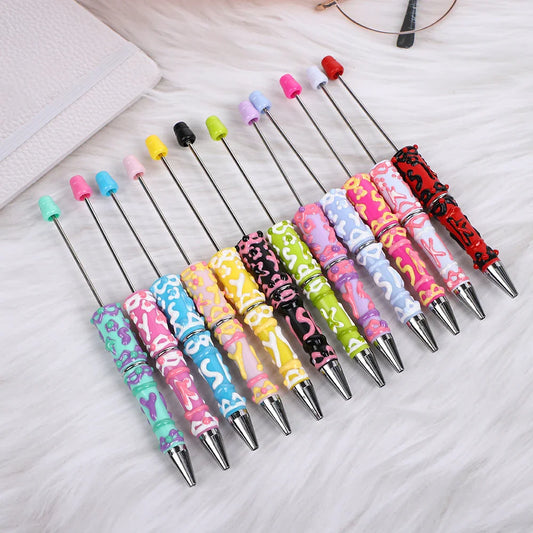 Painted bead pen pure handmade cream cute grain pen