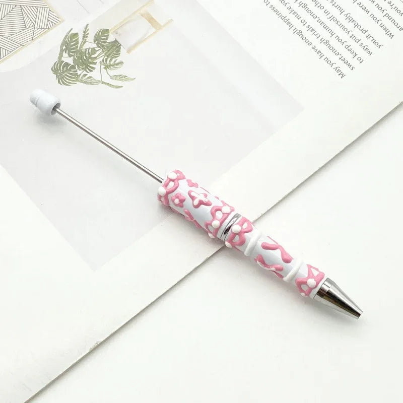 Painted bead pen pure handmade cream cute grain pen