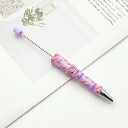 Painted bead pen pure handmade cream cute grain pen