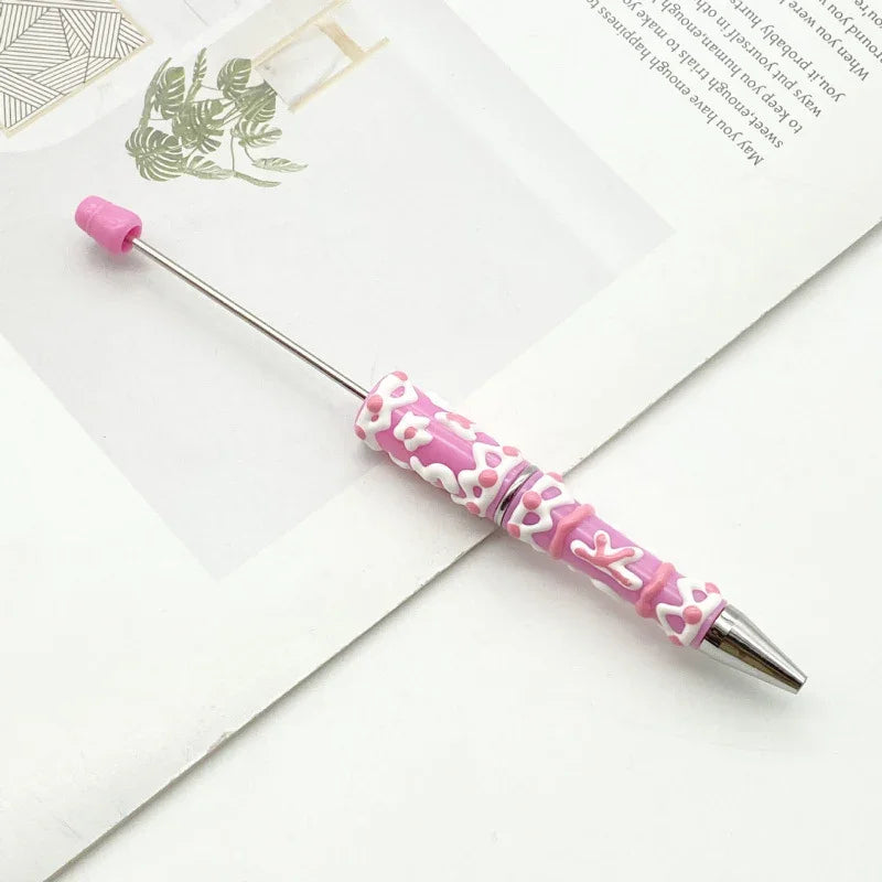 Painted bead pen pure handmade cream cute grain pen