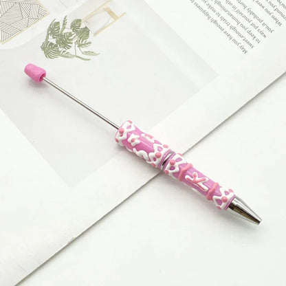 Painted bead pen pure handmade cream cute grain pen