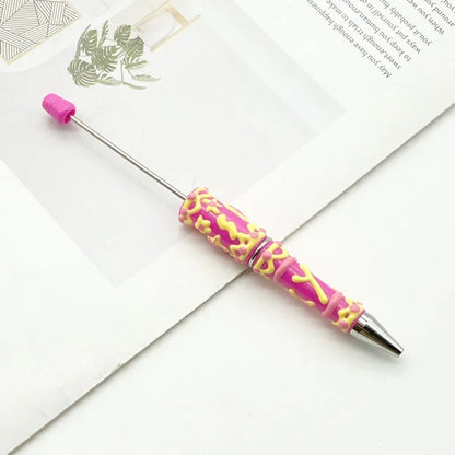 Painted bead pen pure handmade cream cute grain pen