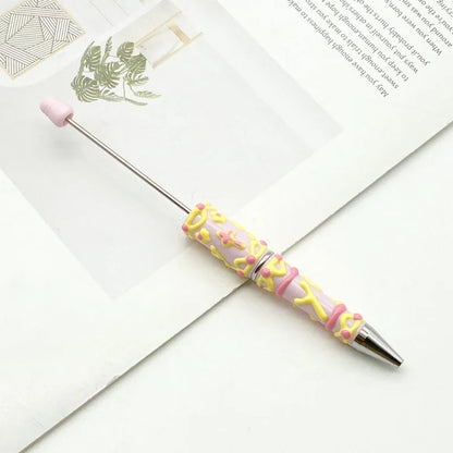 Painted bead pen pure handmade cream cute grain pen