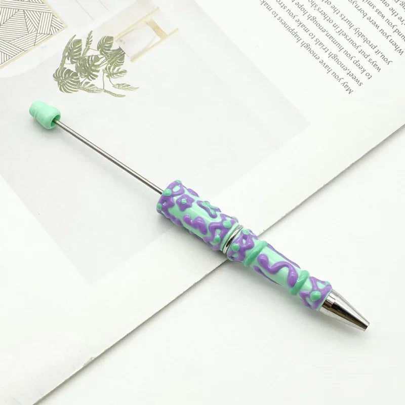 Painted bead pen pure handmade cream cute grain pen
