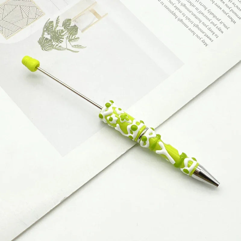 Painted bead pen pure handmade cream cute grain pen