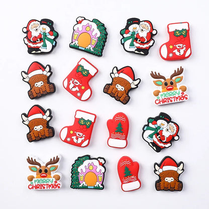 Christmas silicone beads children's cartoon Santa Claus teether beads spot snowman silicone beads