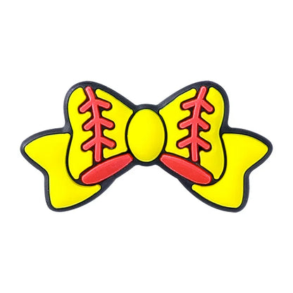 Yellow baseball bow silicone beads football silicone loose beads