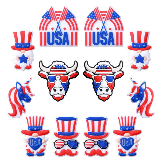 Independence Day themed silicone beads loose beads DIY bead pen USA silicone beads