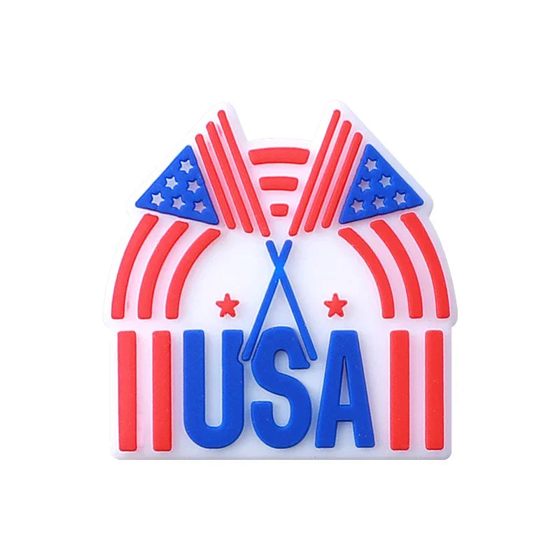 Independence Day themed silicone beads loose beads DIY bead pen USA silicone beads