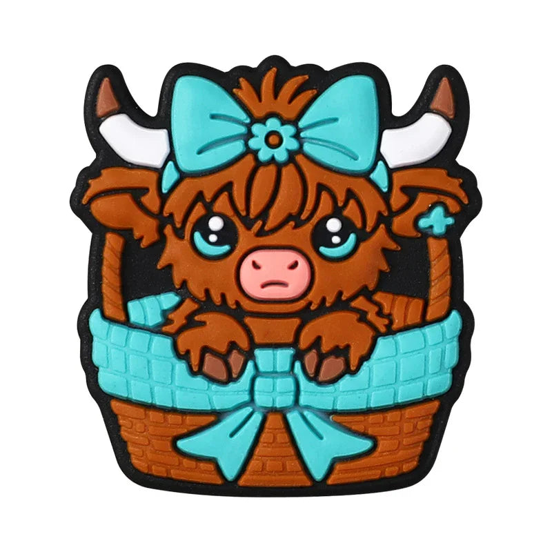 Creative animal silicone beads cute highland cattle children's silicone | Silicone Focal Bead for DIY Keychain & Pen Wrap