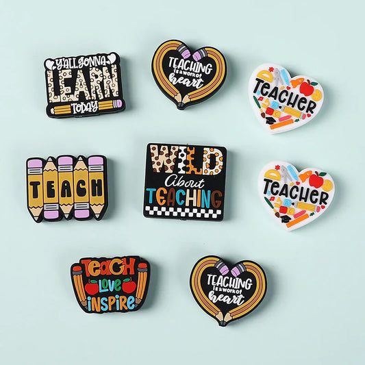 Silicone beads for necklaces, decorative accent beads, and teacher's silicone beads