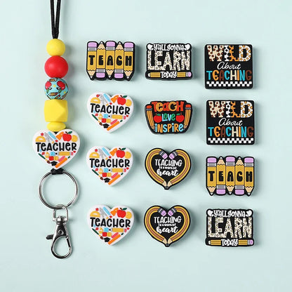 Silicone beads for necklaces, decorative accent beads, and teacher's silicone beads