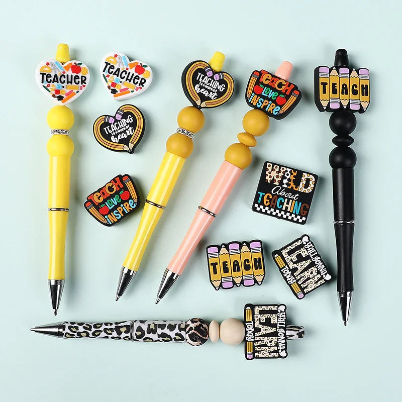 Silicone beads for necklaces, decorative accent beads, and teacher's | Silicone Focal Bead for DIY Keychain & Pen Wrap
