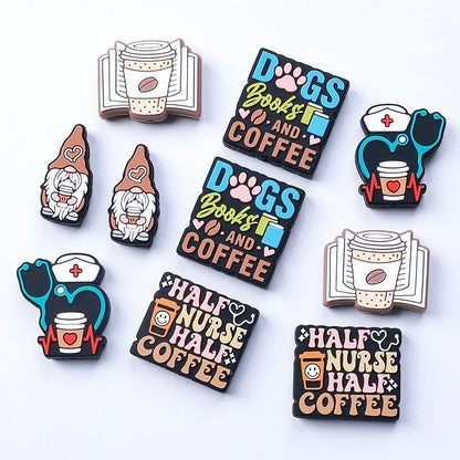 Coffee silicone beads anti-drop chain accessories letter silicone beads