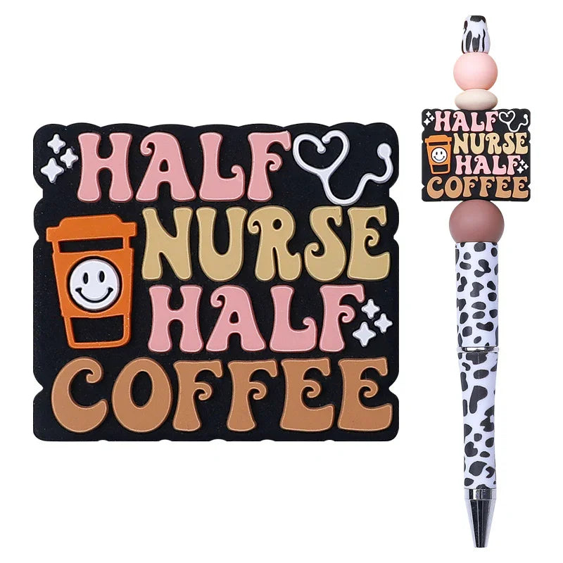 Coffee silicone beads anti-drop chain accessories letter silicone beads | Silicone Focal Bead for DIY Keychain & Pen Wrap