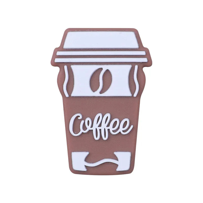 Coffee silicone beads anti-drop chain accessories letter silicone beads | Silicone Focal Bead for DIY Keychain & Pen Wrap