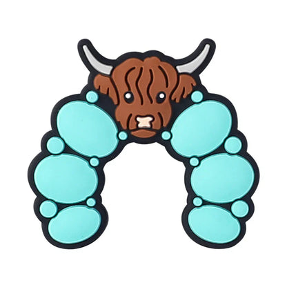 Turquoise Daisy Silicone Beads Bead Accessories Cartoon Bull Head Silicone Beads