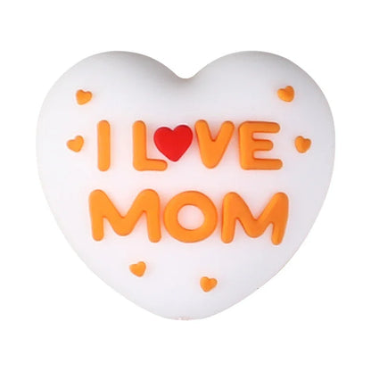 Mother's Day 3D silicone beads DIY pen bracelet mom jewelry decorative beaded heart-shaped silicone beads