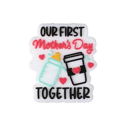 Mother's Day 3D silicone beads DIY pen bracelet mom jewelry decorative beaded heart-shaped silicone beads
