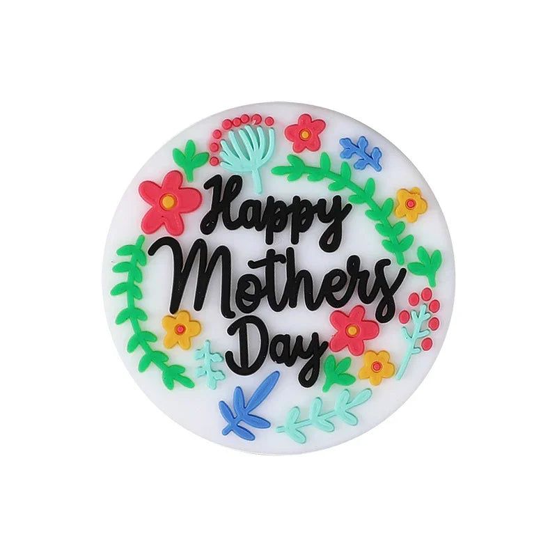 Mother's Day 3D silicone beads DIY pen bracelet mom jewelry decorative beaded heart-shaped silicone beads