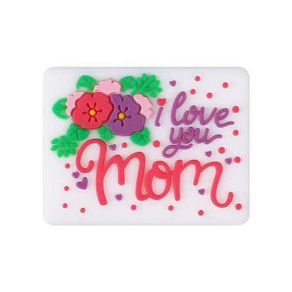 Mother's Day 3D silicone beads DIY pen bracelet mom jewelry decorative beaded heart-shaped silicone beads