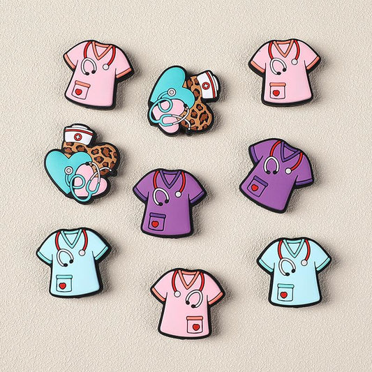 Nurse uniform silicone beads cute cartoon stethoscope loose beads