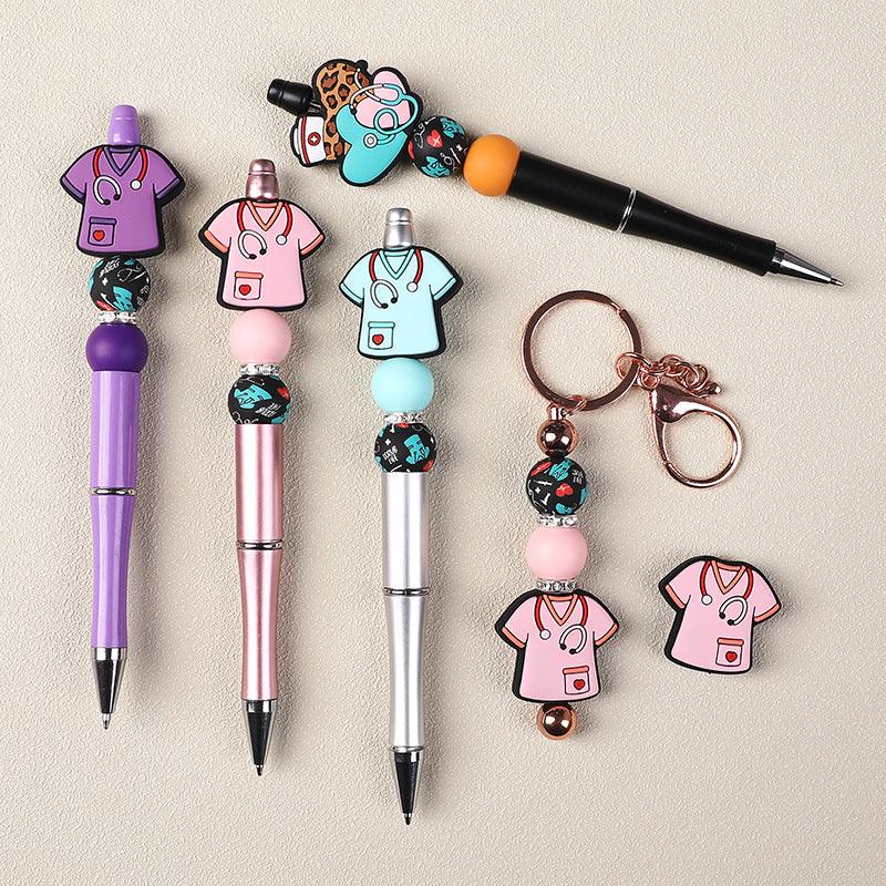Nurse uniform silicone beads cute cartoon stethoscope loose beads | Silicone Focal Bead for DIY Keychain & Pen Wrap