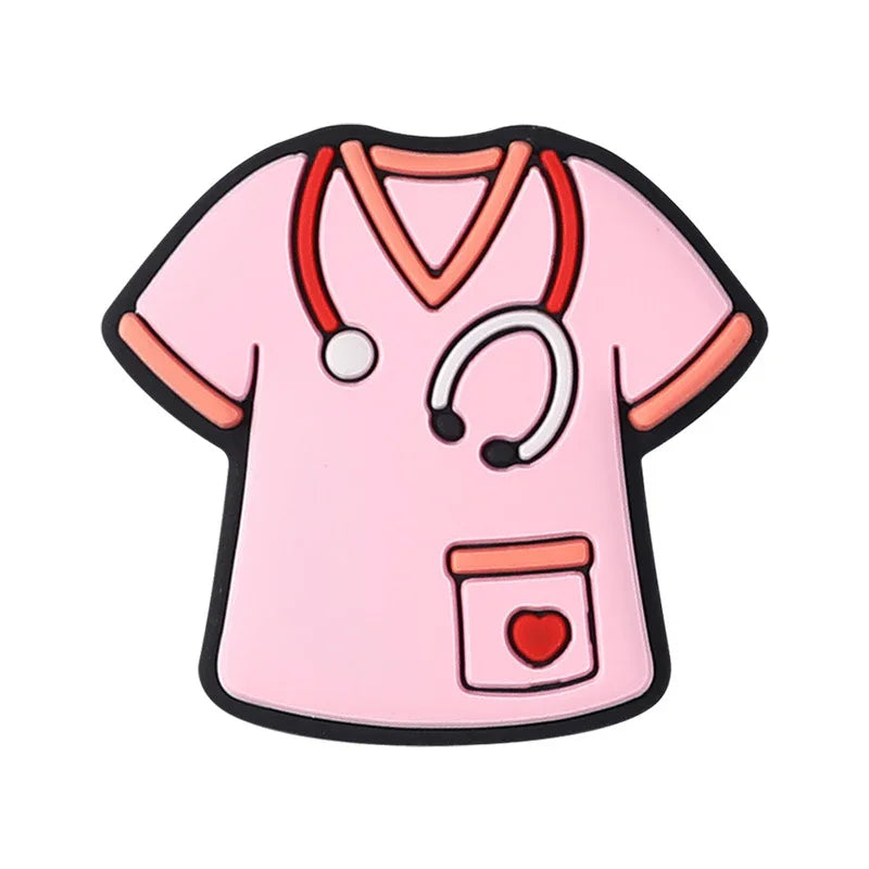 Nurse uniform silicone beads cute cartoon stethoscope loose beads