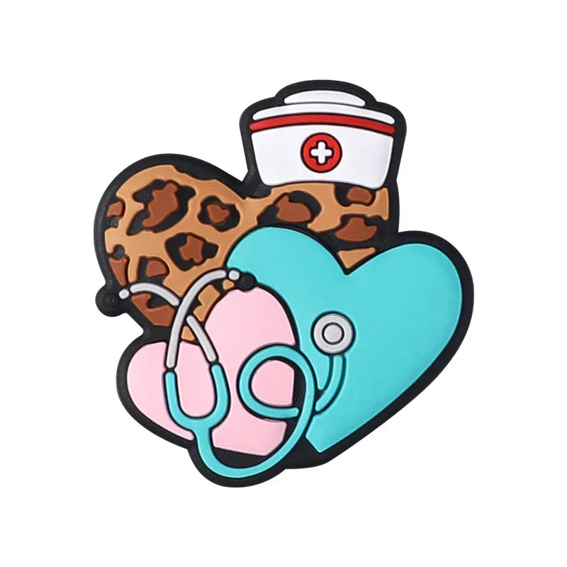 Nurse uniform silicone beads cute cartoon stethoscope loose beads | Silicone Focal Bead for DIY Keychain & Pen Wrap