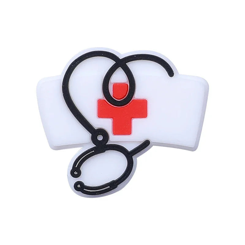 Nurse uniform silicone beads cute cartoon stethoscope loose beads | Silicone Focal Bead for DIY Keychain & Pen Wrap