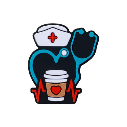 Nurse uniform silicone beads cute cartoon stethoscope loose beads