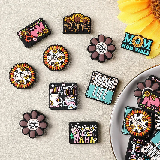 MAMA silicone beads for maternal and infant products, bulk cartoon flower silicone beads