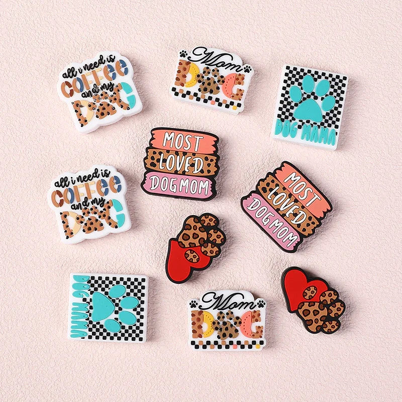Glue jewelry dog mother beads three-dimensional leopard print loose beads | Silicone Focal Bead for DIY Keychain & Pen Wrap