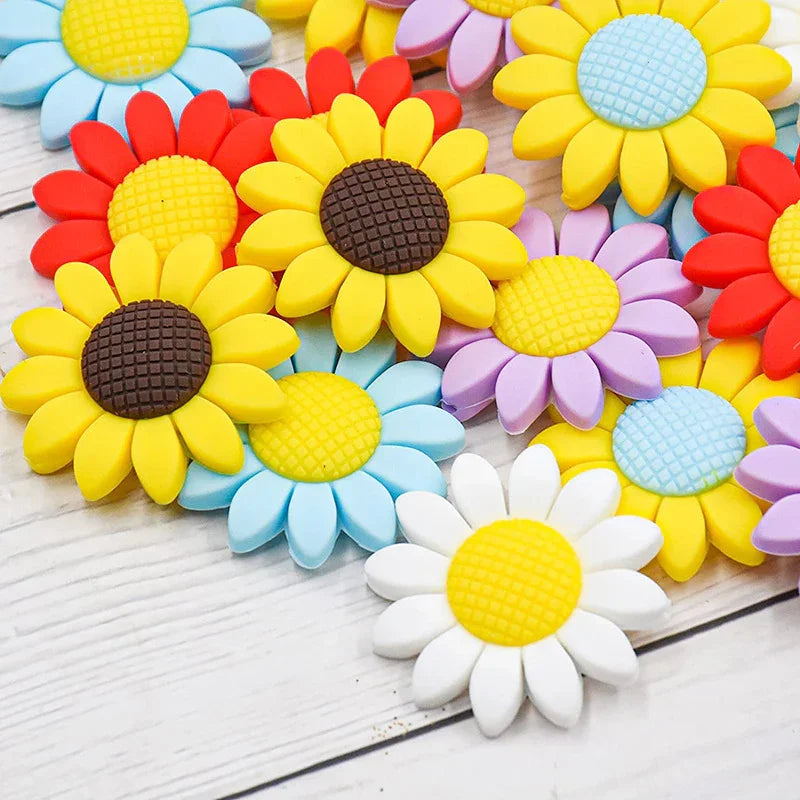 Sunflower silicone beads DIY handmade jewelry accessories sunflower loose | Silicone Focal Bead for DIY Keychain & Pen Wrap