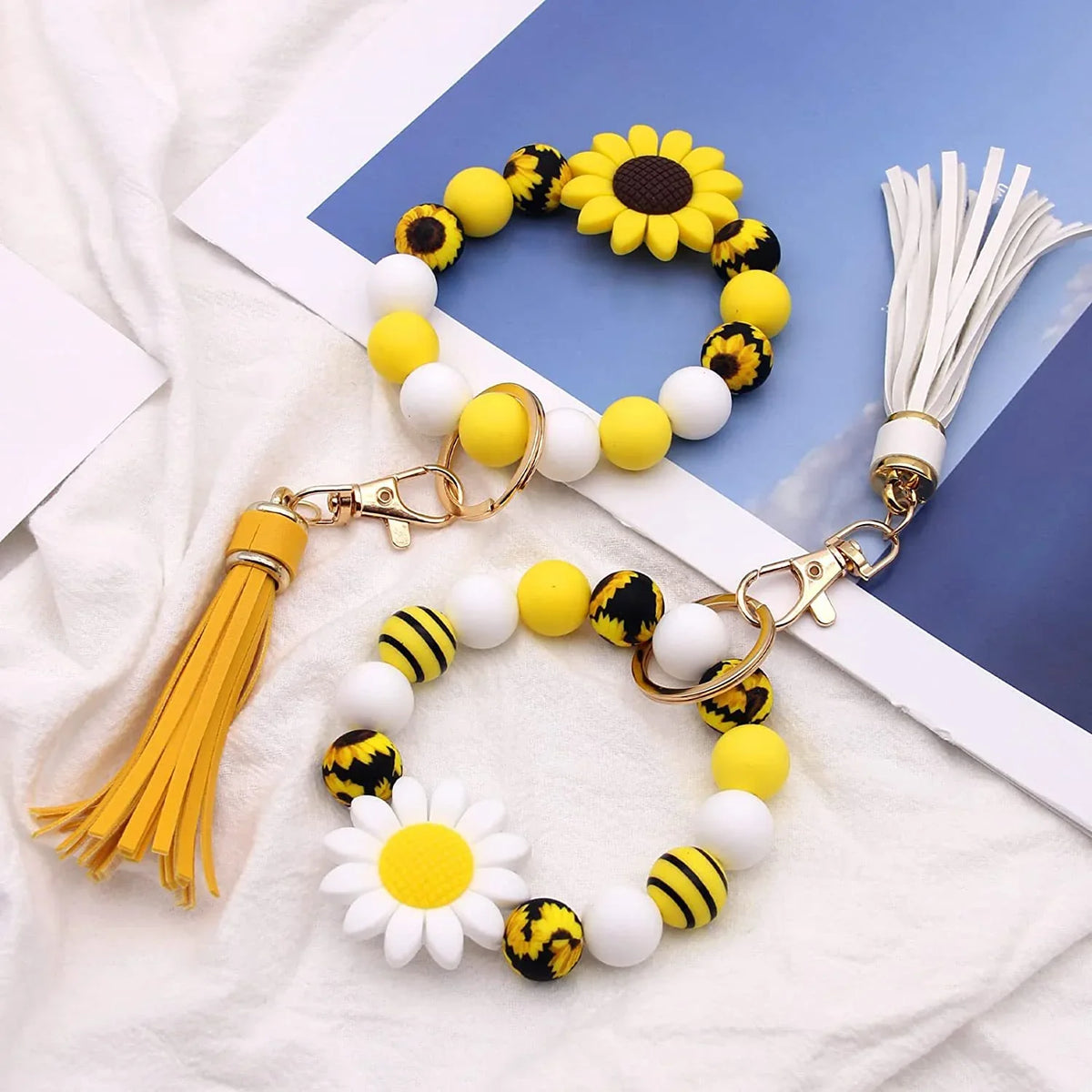 Sunflower silicone beads DIY handmade jewelry accessories sunflower loose | Silicone Focal Bead for DIY Keychain & Pen Wrap