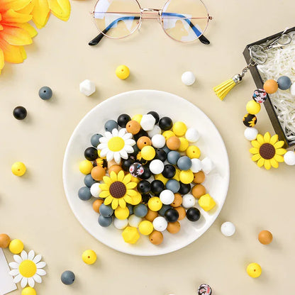 Sunflower silicone beads DIY handmade jewelry accessories sunflower loose beads