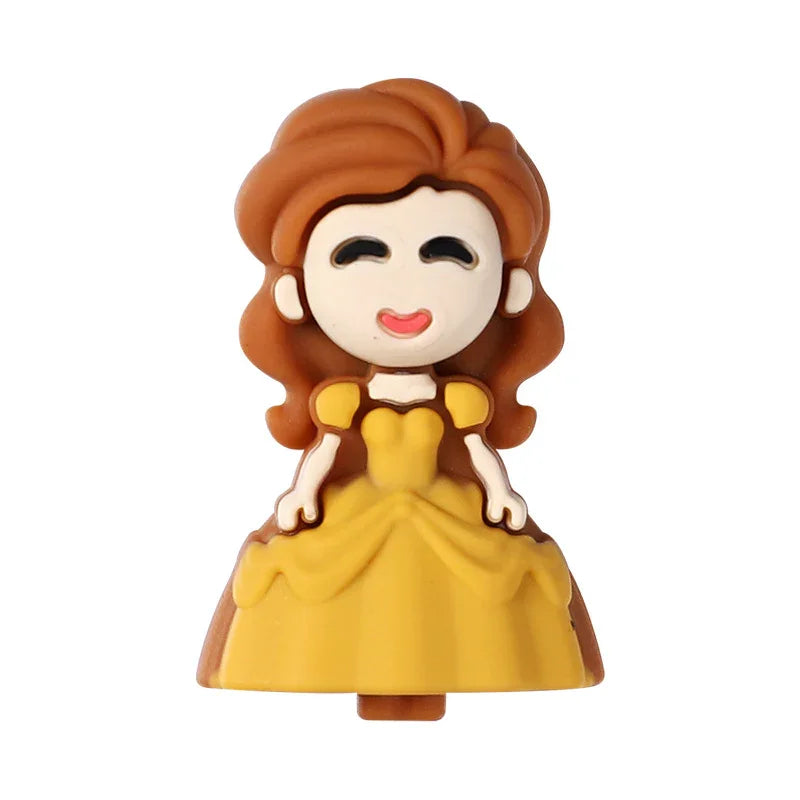 3D Princess Silicone Beads Girls Cartoon Jewelry Beaded Pen Accessories Food Grade Silicone Beads