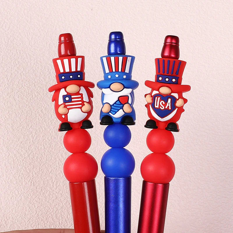 USA Independence Day 3D silicone beads beaded accessories holiday | Silicone Focal Bead for DIY Keychain & Pen Wrap