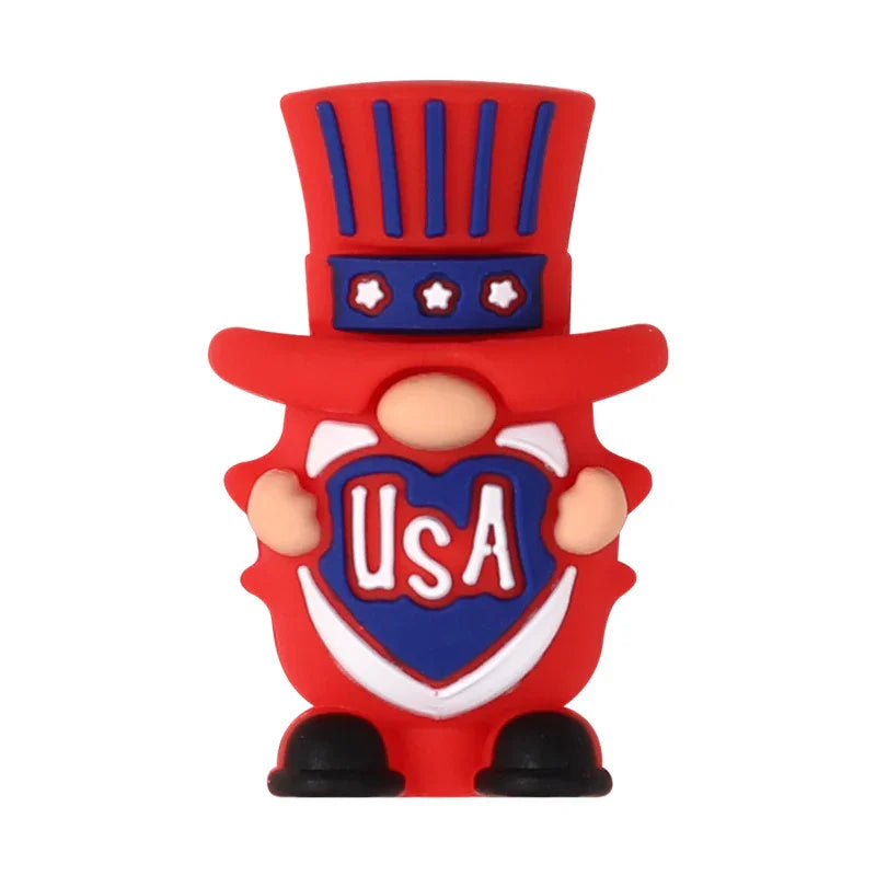 USA Independence Day 3D silicone beads beaded accessories holiday | Silicone Focal Bead for DIY Keychain & Pen Wrap