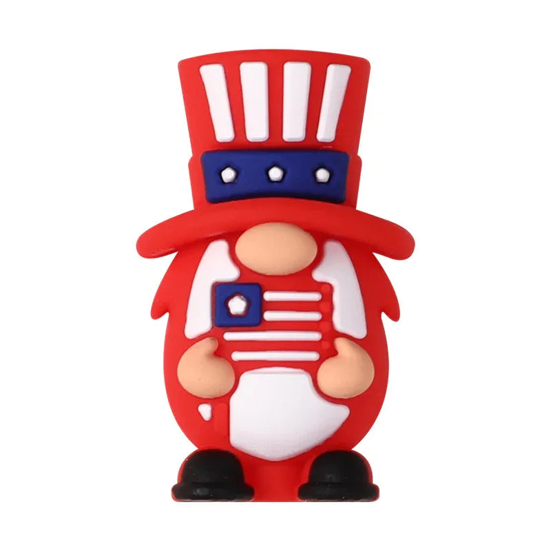 USA Independence Day 3D silicone beads beaded accessories holiday | Silicone Focal Bead for DIY Keychain & Pen Wrap