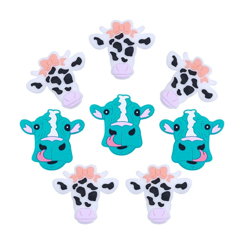 Cow silicone beads loose beads cartoon bull head silicone beads