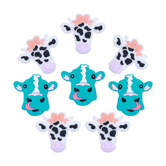 Cow silicone beads loose beads cartoon bull head silicone beads