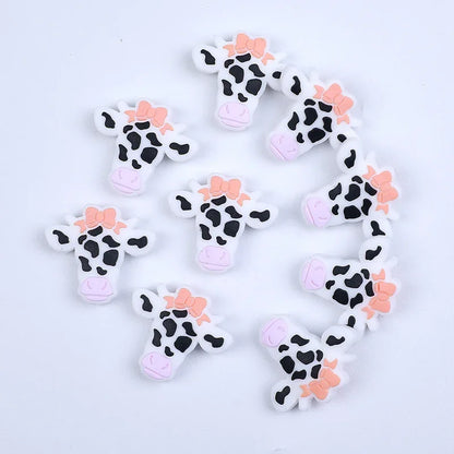 Cow silicone beads loose beads cartoon bull head silicone beads