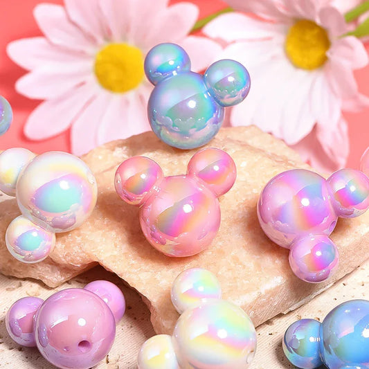 UV electroplating solid color Mickey Mouse vertical hole beads DIY beads