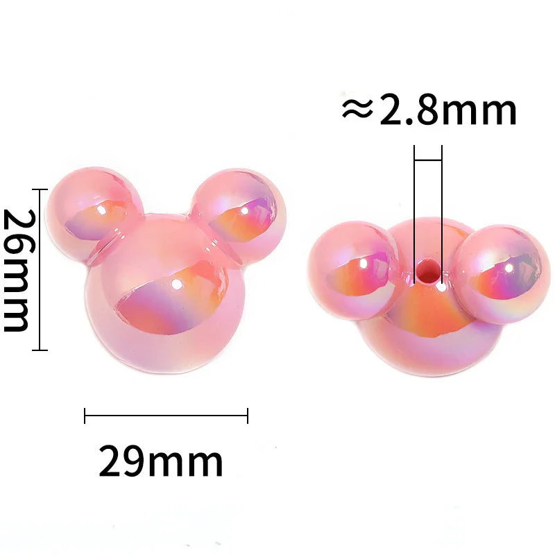 UV electroplating solid color Mickey Mouse vertical hole beads DIY beads | DIY Sports Fan Bracelet & Keychain Craft Bead