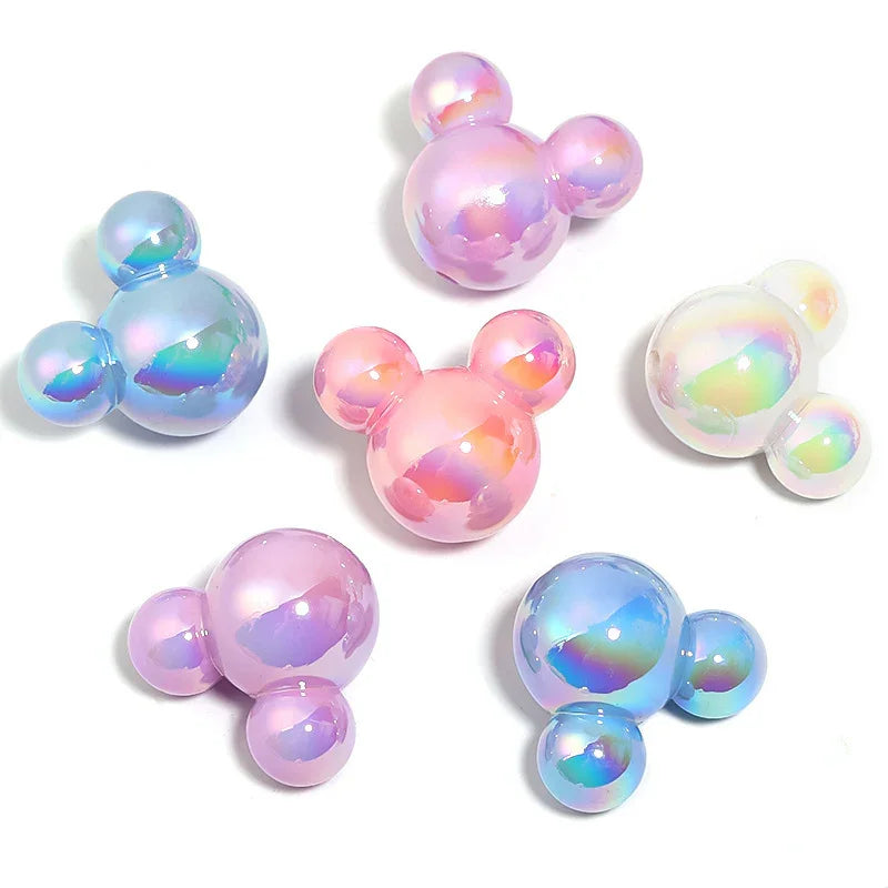 UV electroplating solid color Mickey Mouse vertical hole beads DIY beads | DIY Sports Fan Bracelet & Keychain Craft Bead