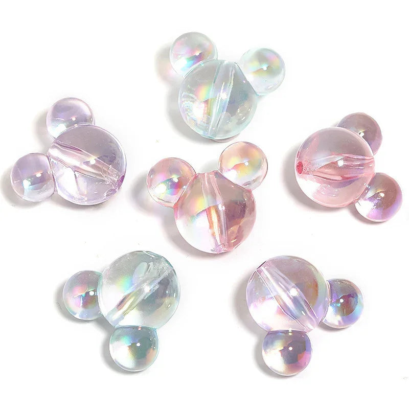 UV electroplating solid color Mickey Mouse vertical hole beads DIY beads | DIY Sports Fan Bracelet & Keychain Craft Bead