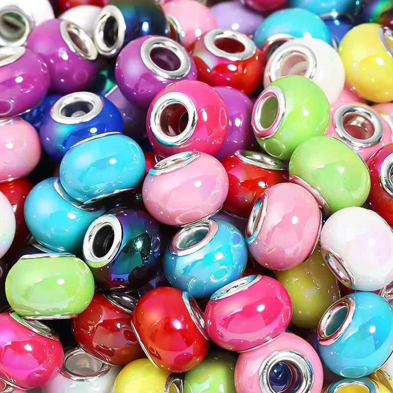 UV colorful color plated solid color Marbei acrylic wheel beads abacus | DIY Sports Fan Bracelet & Keychain Craft Bead
