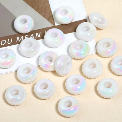 UV colorful color plated solid color Marbei acrylic wheel beads abacus beads large hole straight hole 100pcs