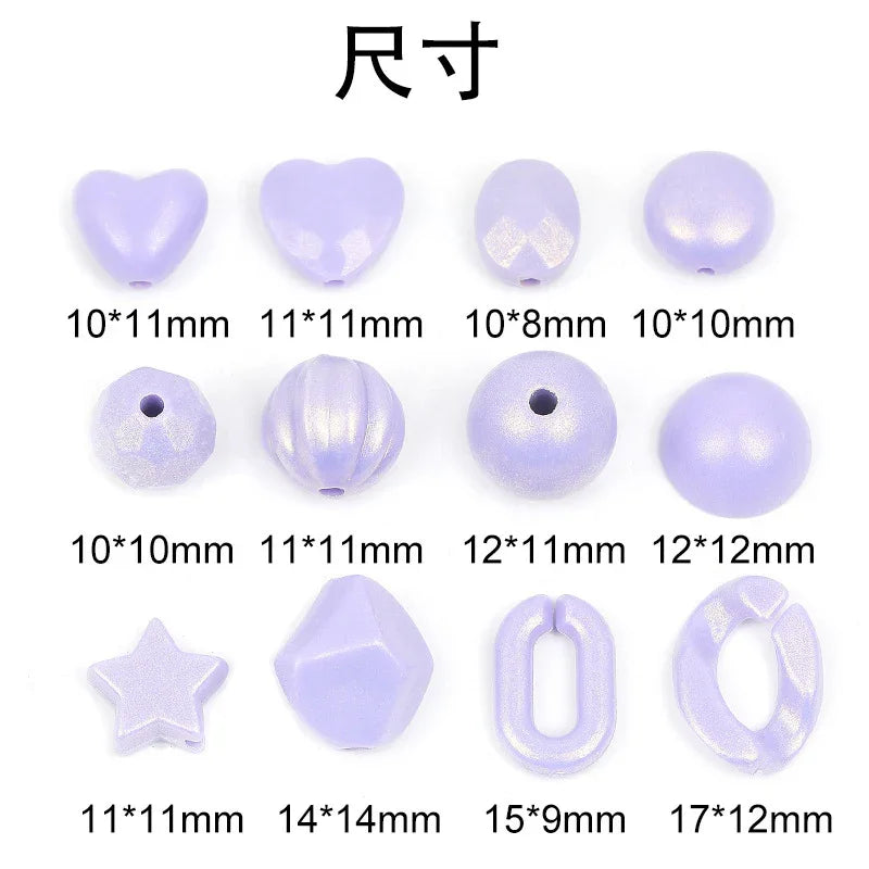 Acrylic mixed color beads plastic love five-pointed star through hole beads 500G | DIY Keychain Bracelet Making Supply